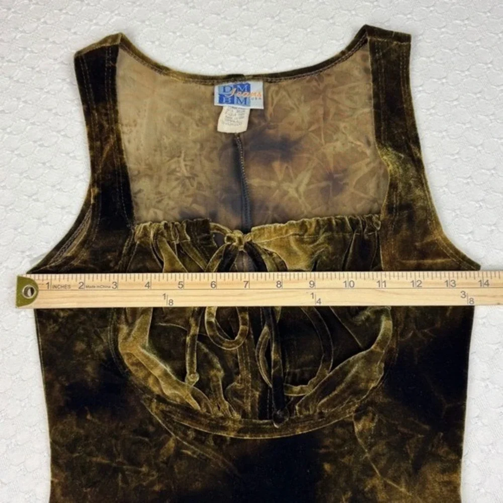 Vintage DM Jeans Tank Dress Girls Small Tie Front Tie‎ Dye Velvet USA Whimsigoth